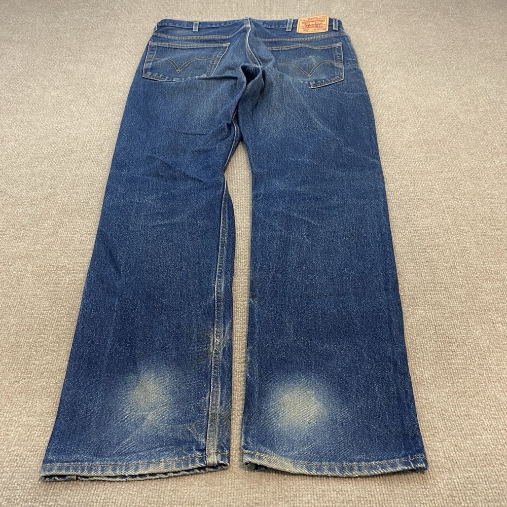 Vintage Levis Jeans Mens 38x34 505 Faded Blue Wash 90s Distressed Denim Western